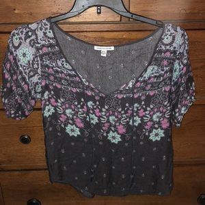 Pretty Flower Peasant Top